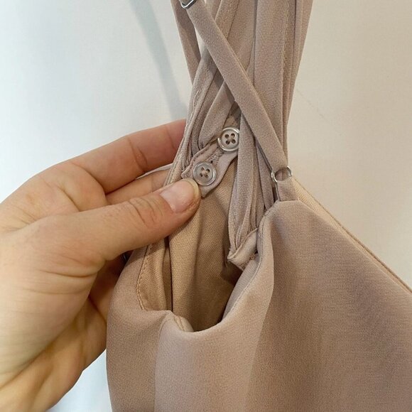 Birdy Grey Devin Convertible Chiffon Bridesmaid Dress Beige S Adjustable Straps - Picture 4 of 9